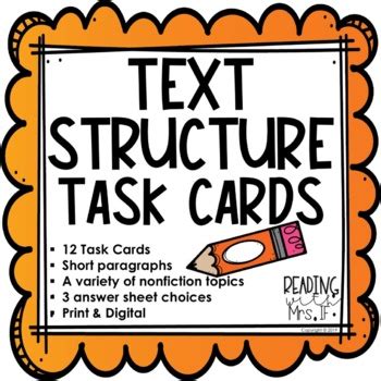 Text Structure Task Cards (print & digital) by ReadingwithMrsIF | TpT