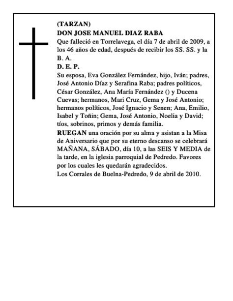 Don Jose Manuel Diaz Raba Esquela Necrol Gica El Diario Monta S