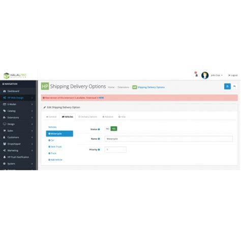 Opencart Vehicle Delivery Options Shipping Method