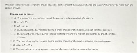 Solved Which Of The Following Descriptions And Or Equations Chegg