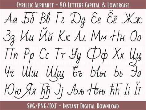 Cyrillic Alphabet SVG Handwriting Font Russian Alphabet Ukrainian ...