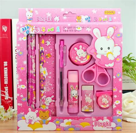 Kawaii Stationery Set For Kids Cute Pencil Case For Girls Ruler Eraser