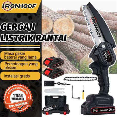 Jual Ironhoof 6 Inci Cordless Chainsaw Mesin Gergaji Listrik Kayu