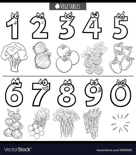 Black And White Educational Cartoon Numbers Set Vector Image