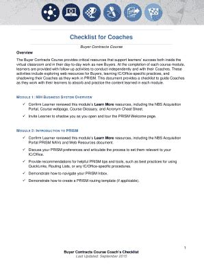 Fillable Online Oamp Od Nih Checklist For Coaches Fax Email Print