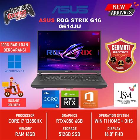 Jual Asus Rog Strix G16 G614ju I7 13650hx Rtx4050 6gb Ram 16gb 512ssd W11 Shopee Indonesia