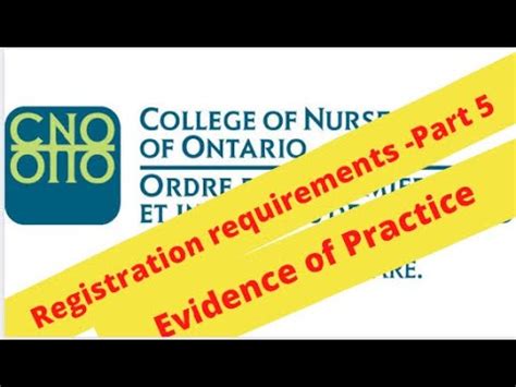 CNO Registration Requirement Part 5 Evidence Of Practice YouTube