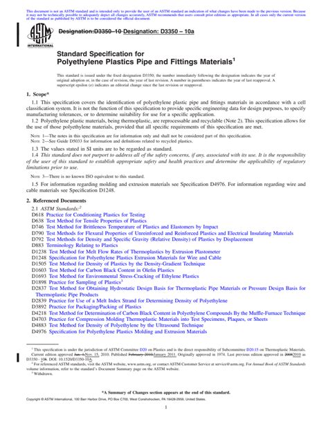 Astm D A Standard Specification For Polyethylene Plastics Pipe