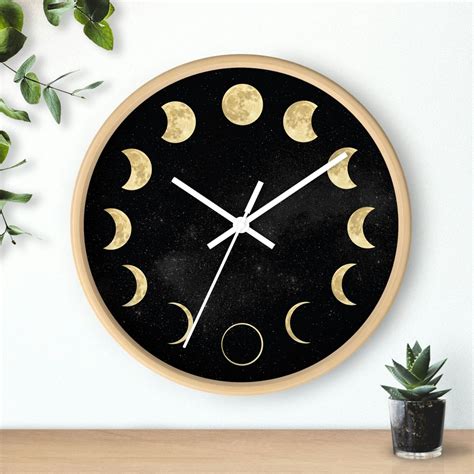 Moon Wall Clock Phases Of The Moon Cosmic Clock Celestial Space