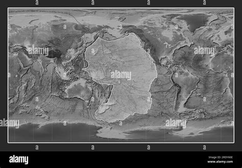 Placa Tectónica Del Pacífico En El Mapa De Elevación En Escala De Grises En La Proyección De