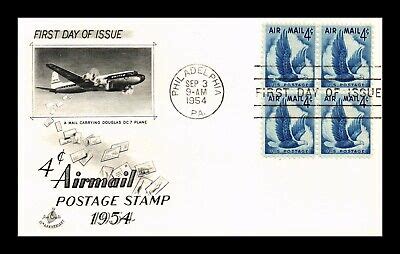 Dr Jim Stamps Us Card Air Mail C Eagle Fdc Scott C Block Of