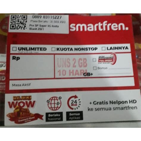 Jual Kartu Perdana Smartfren Gb Unlimited Hari Digit