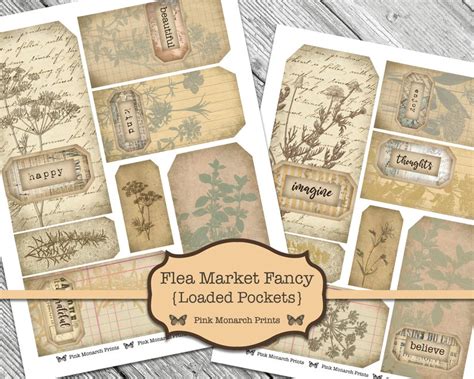 Flea Market Loaded Pockets Shabby Chic Digital Junk Journal Etsy