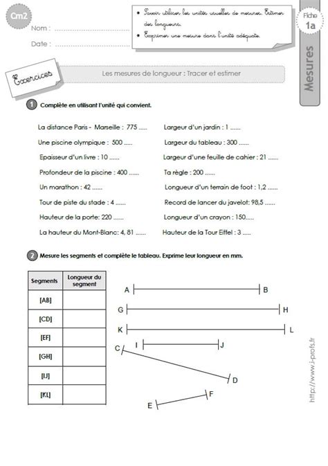 Mesurer Des Segments Ce1 Exercices