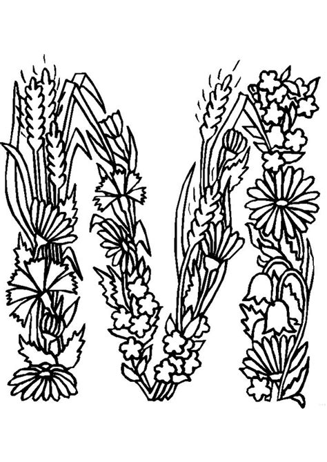 Coloriage Alphabet Fleurs M Sur Hugolescargot