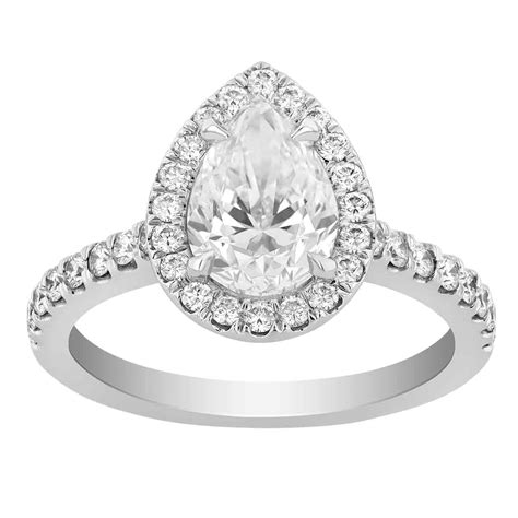 Pear Shaped Diamond Halo Engagement Ring In White Gold Borsheims