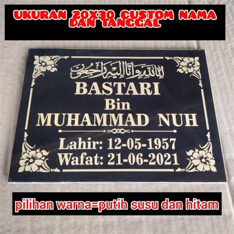 Batu Nisan Makam Ukuran 30x20 Custom Nama Kuburan Lempengan Only Free