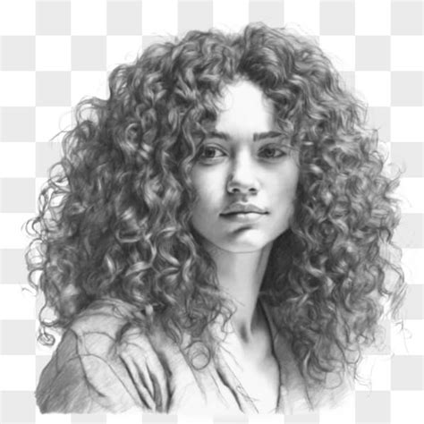 Descarga Dibujo En Blanco Y Negro De Una Mujer Con Pelo Rizado Bocetos