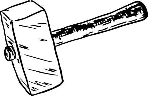 Construction Wooden Mallet Mallet Sketch For Print Templates