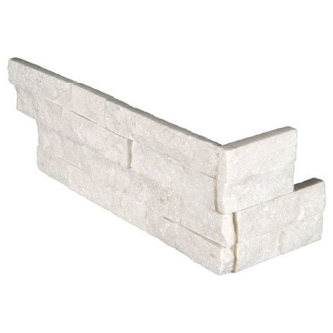 Arctic White 6x18x6 Split Face Corner Ledger Panel Tilesbay