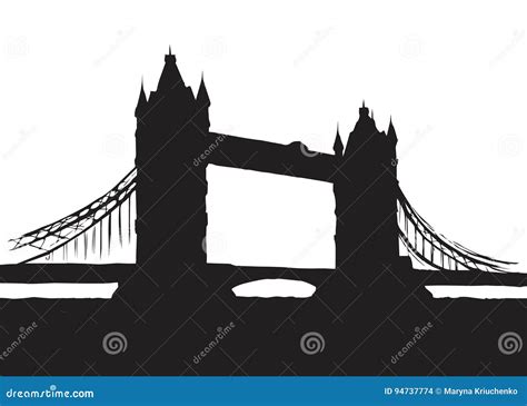 Tower Bridge London UK Hand Drawn Vector Illustration Stock Vector