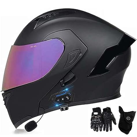 Motorcycle Bluetooth Modular Flip Up Helmet Anti Fog Double Visor Dot Ece Approved Full Face