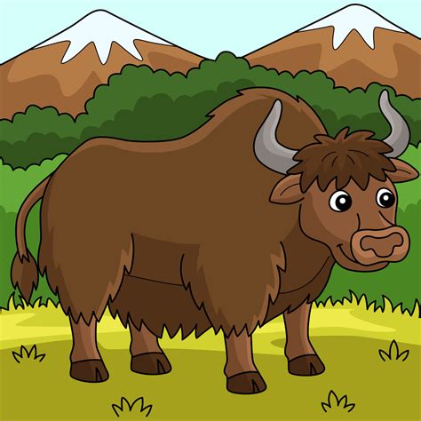 Yak Animal Colored Cartoon Illustration 10993650 Vector Art at Vecteezy