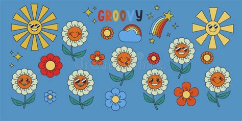 Groovy Retro Clipart Characters Stock Illustrations 468 Groovy Retro