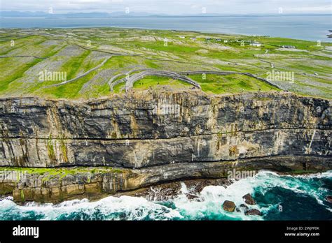 Aerial view of Dun Aonghasa or Dun Aengus , the largest prehistoric ...