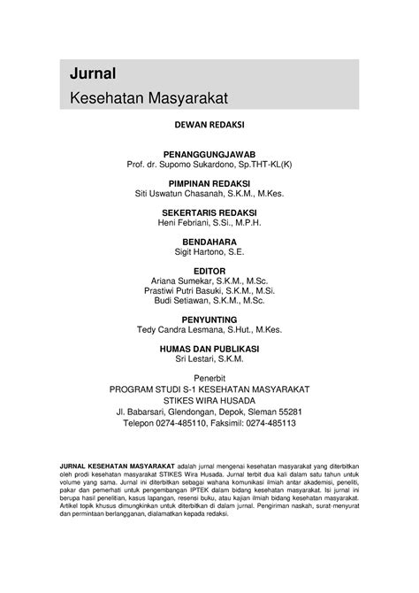 Jurnal Kesehatan Masyarakat Volume 07 No Jurnal Kesehatan Masyarakat