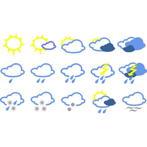 Weather Forecast Symbols Collection Vectors Free Svg