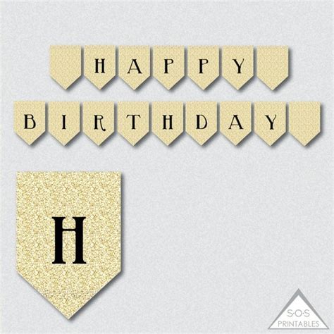 Gold Happy Birthday Banner Printable