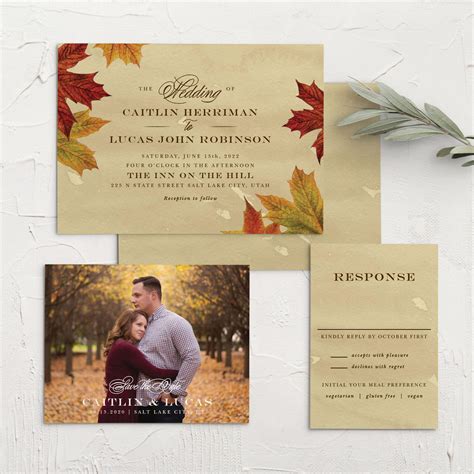 Leaves of Fall Wedding Invitations by Basic Invite