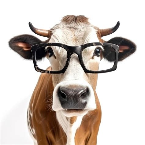 Premium Ai Image A Cow With Glasses And A Black Rimmed Eyeglasses