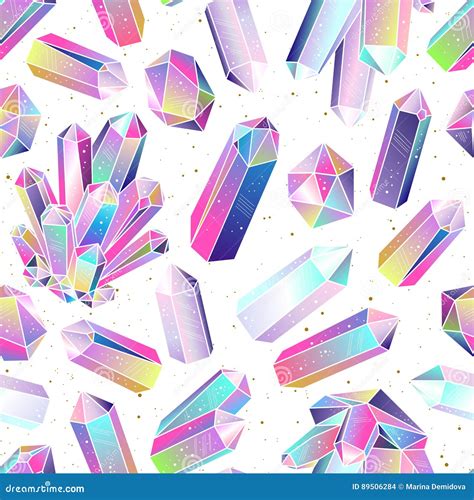 Gems Crystals Seamless Pattern Vector Stock Vector Illustration Of