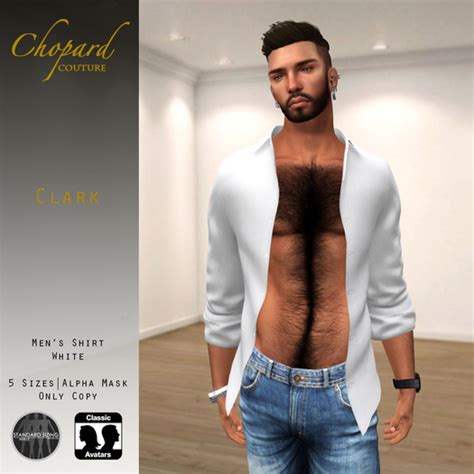 Second Life Marketplace Chopard Couture Clark Mens Shirt White Mesh