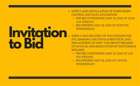 Invitation To Bid Iloilo 1 Electric Cooperative Inc