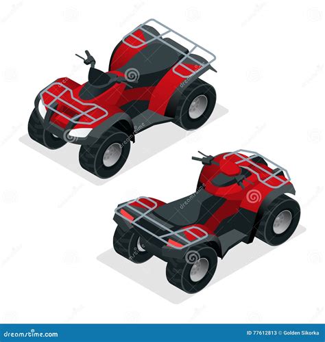 Quad Bikes Isometric Icons Set Vector Graphic Illustration Stock Vector