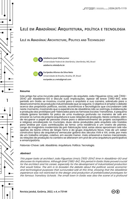 PDF Lelé em Abadiânia Arquitetura política e tecnologia