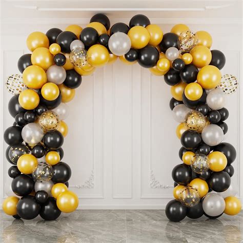 HOLICOLOR 150pcs Black Gold And White Balloons Garland Arch India Ubuy