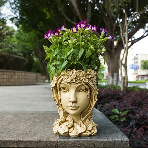 Retro Goddess Statue Succulent Flower Pot head Planter lady - Temu