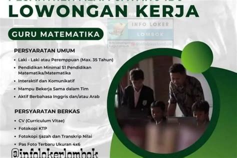 Cek Info Lowongan Kerja Lombok Tahun Untuk Posisi Guru Kilas Cimahi