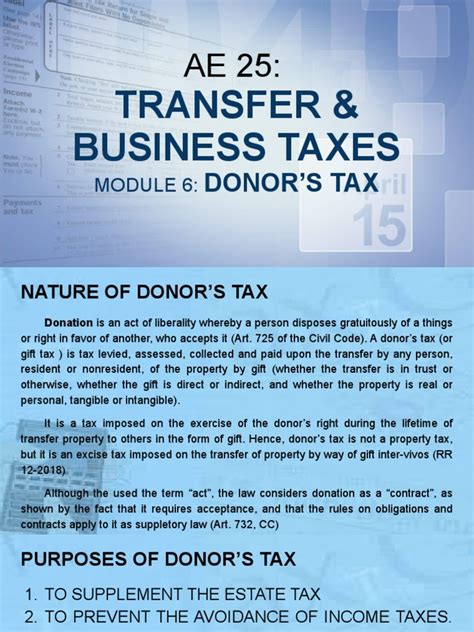 Module 6 Donors Taxation Pdf Taxes Donation