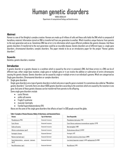 (PDF) Human genetic disorders