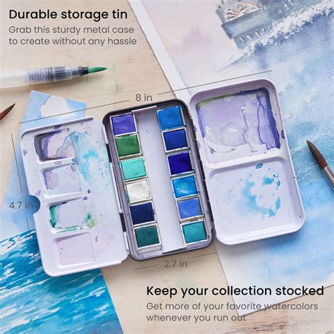 Watercolor Half Pans Ocean Colors Set Of 12