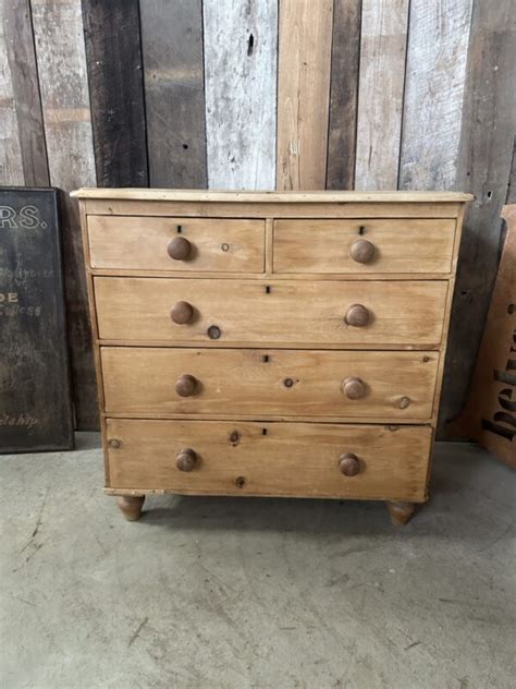 Antique Victorian Pine Two Over Three Chest Of Drawers C 1870