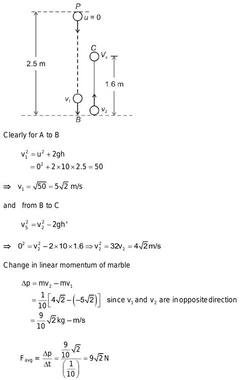 A Glass Marble Whose Mass Is 1 10 Kg Falls From A Height Of 2 5 M Aand