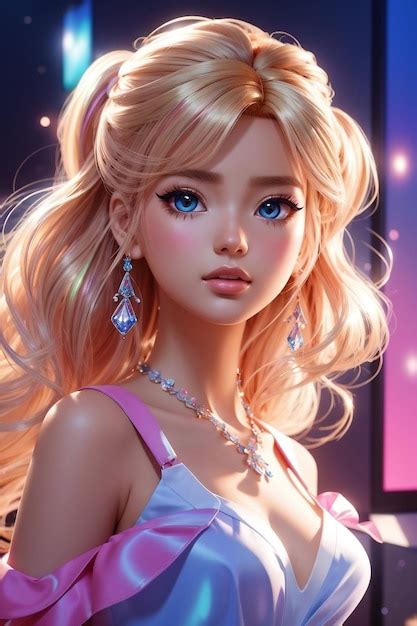 Beautiful Anime Girl Barbie Theme Vibrant Illustration Premium Ai