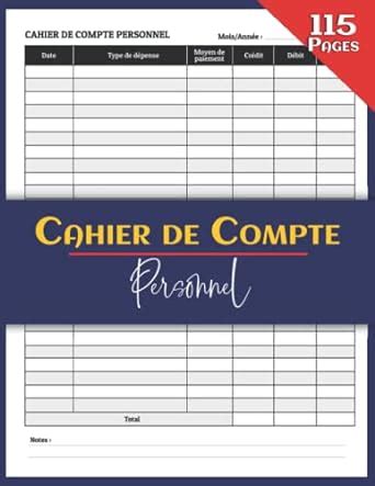 Amazon Fr Cahier De Compte Personnel Pour Le Suivi Du Budget