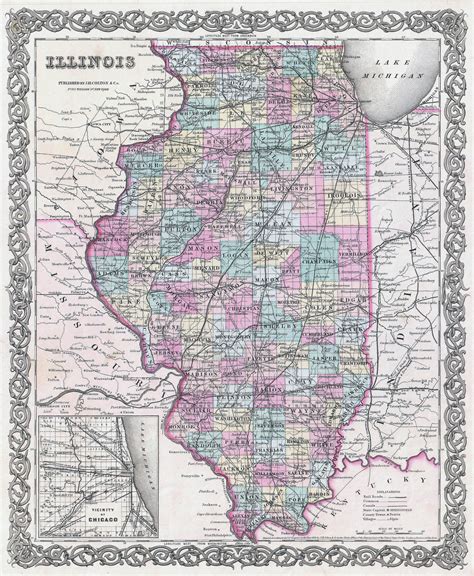 Large Detailed Administrative Map Of Illinois State With Roads Images